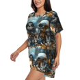 thumbnail image 2 of Haiem Cute Skeletons Figurines Pattern Pajama Set for Women 2 Piece Lounge Set Short Sleeve Tops and Shorts Soft Sleepwear-XX-Large, 2 of 7