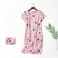 thumbnail image 6 of YOTMKGDO Short Sleeve Printed Nightgown Summer Casual Fashion Loose Dress Nightshirts Gowns (#2 Pink 1, L), 6 of 6