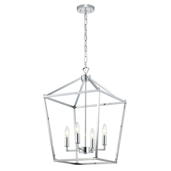 Warehouse of Tiffany Buelex 4 Light 16 inch Chrome Lamp Post Lantern Style Iron Chandelier