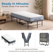 Mjkone Folding Bed with Mattress,75 x 31Rollaway Bed for Adults with Dust Cover,Twin Size Foldable Bed with Lockable Wheels for Small Space