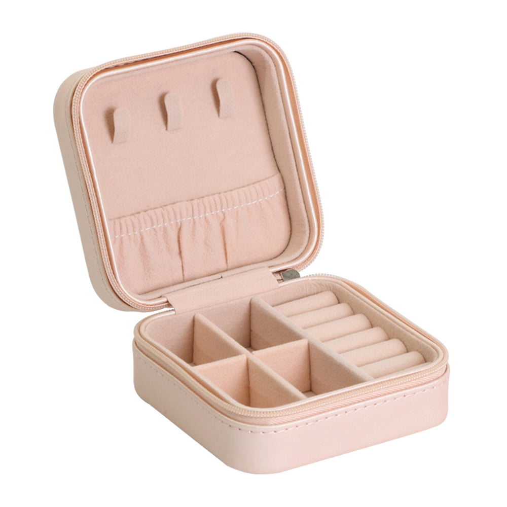 Portable Travel Jewelry Ring Earring Organizer Case Tray Holder Storage Box 