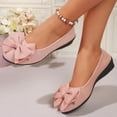 thumbnail image 5 of IEMIEMIEM Women's Ballet Flats Bow Walking Shoes Casual Tennis Slip On Sneakers Lightweight Comfortable Fashion Shoes for Women Pink 9 Wide, 5 of 10