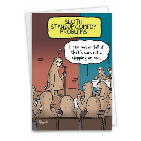 NobleWorks Funny Congratulations Greeting Card with 5 x 7 Inch Envelope (1 Card) Congats, Good Luck Sloth Standup C7862CGG