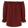 thumbnail image 4 of frariair ​Off-Shoulder Glam Pullover Featuring Chiffon Fabric Perfect For Date Nights And Cocktail Parties​ Red, 4 of 7