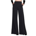 thumbnail image 3 of Efsteb Women's Wide Leg Dress Pants High Waisted Business Casual Trousers Fashion Elegant Flared Pants Pocket Loose Bell Bottom Trouser (Black,XL), 3 of 6