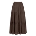 thumbnail image 4 of Ediodpoh Womens Skirts Summer Casual Smock Layered Tiered High Waisted A Line Flowy Long Skirt with Pockets and Maxi Skirts for Women Brown M, 4 of 6