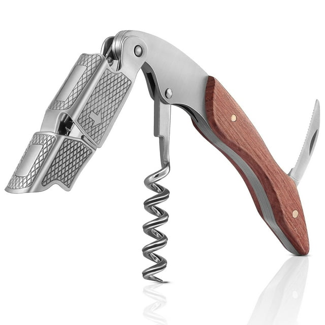 Corkscrew- Professional Waiters Corkscrew, Wine Opener With Foil Cutter,dual Hinge, Stainless Steel Wine Key Compatible Servers And Bartenders (rosewo_Gift Of G