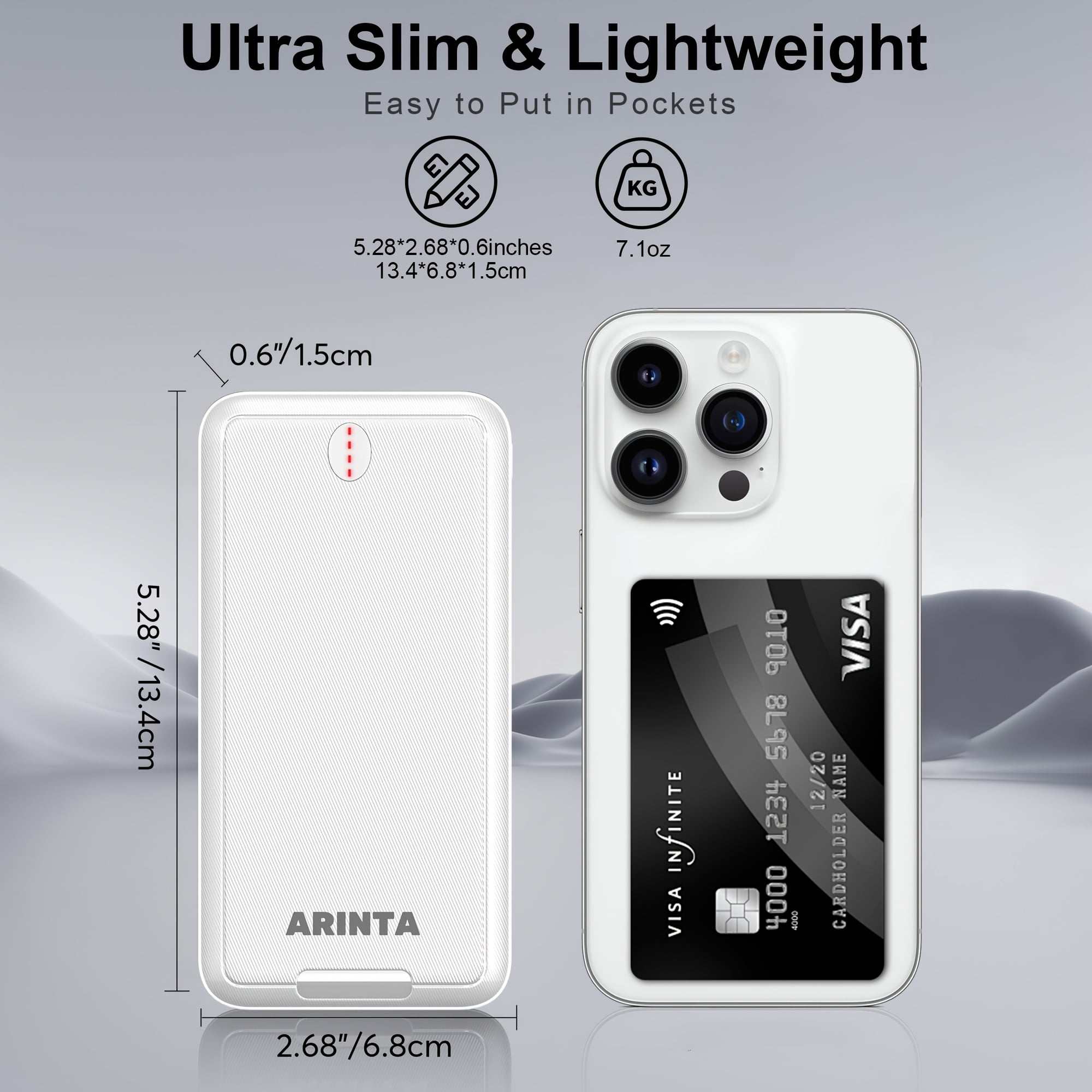 Power Bank Portable Charger 10000mAh 5V 2A Battery Pack Back Up Battery for Smartphones, Tablets, Smartwatches, Heated Clothes., Etc. Gifts for Men Women