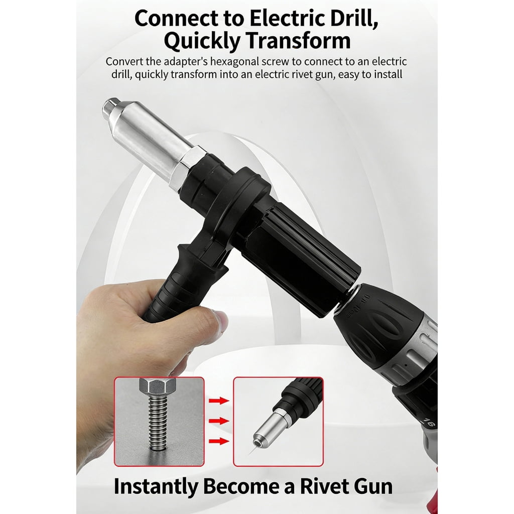 Zorvai Riveting Drill Adapter Riveter Insert Nut Tools Electric Riveting Machine Tool