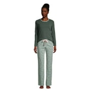 Lands' End Women's Tall Knit Pajama Set Long Sleeve T-Shirt and Pants