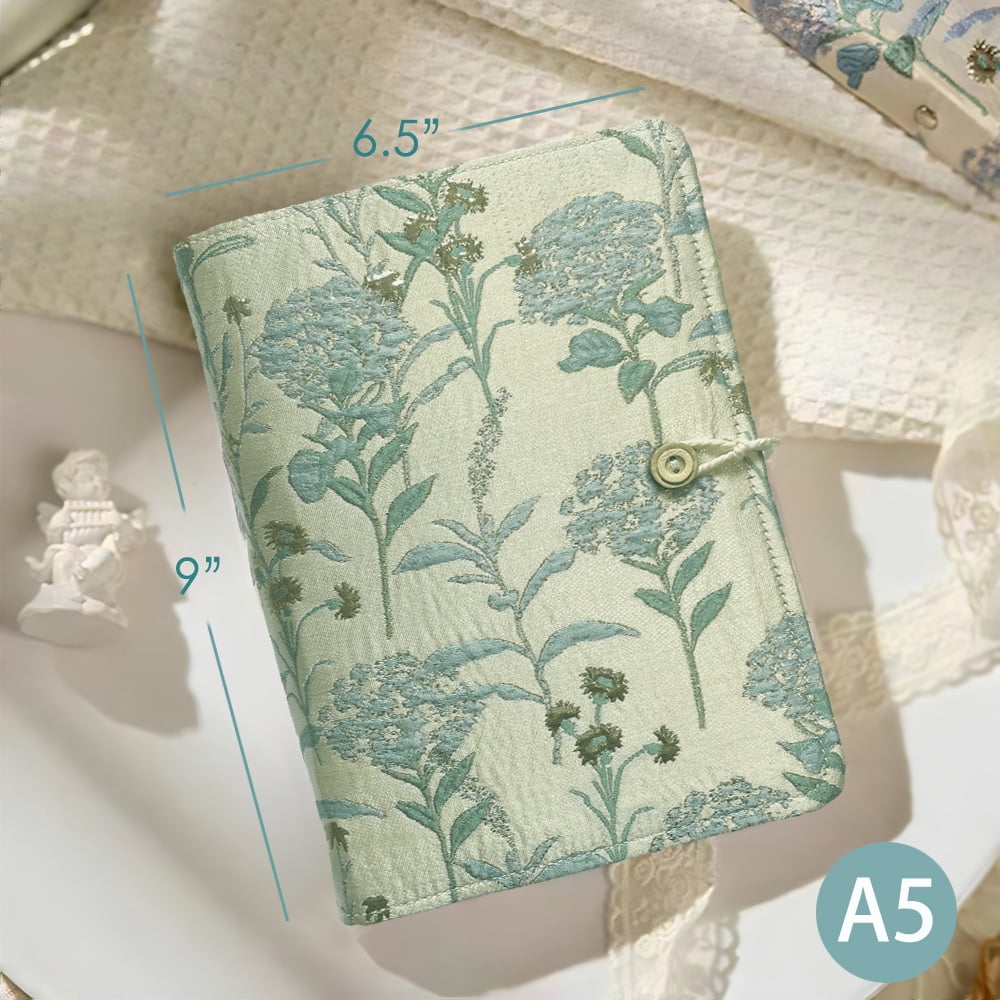 ipoul Journal for Women, A5 Binder 6 Ring, Refillable Notebook, Floral, Blue
