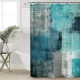 thumbnail image 4 of Turquoise Blue Grey Shower Curtain Lightweight Shower Curtains with 12 Hooks Turquoise and Grey Teal Abstract Art Painting Waterproof Bathroom Bath Curtain for Bathroom,Bathtub Decor 72 X 84 Inch, 4 of 6