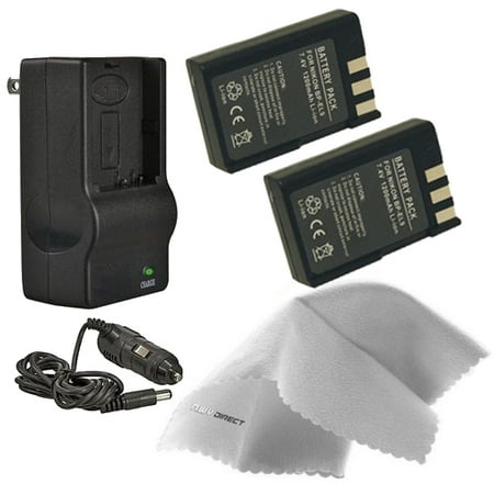Nikon D5000 High Capacity Intelligent Batteries (2 Units) + AC/DC Travel Charger + Nwv Direct Microfiber Cleaning Cloth.