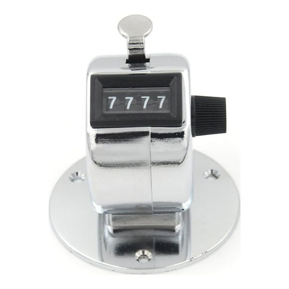 4 Digit Manual Hand Tally Mechanical Palm Click Counter Round Base