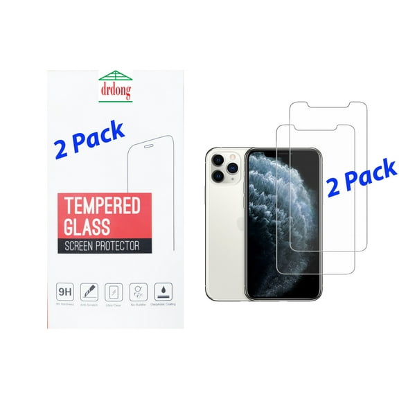drdong-Screen Protector Compatible with Apple iPhone 11 Pro, iPhone Xs and iPhone X, Tempered Glass Film, 9H Hardness, Shatter-Proof, Anti Fingerprint, Anti Scratch, Case Friendly, 5.8-Inch, 2-Pack