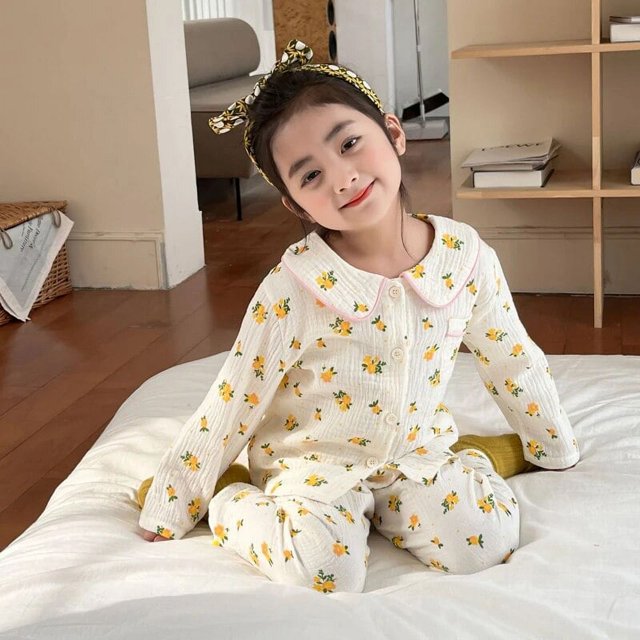 Conjunto de pijamas informales de Navidad para niños y niñas, ropa de dormir Floral de manga larga para niños pequeños, trajes de 2 piezas de Piyamas, otoño