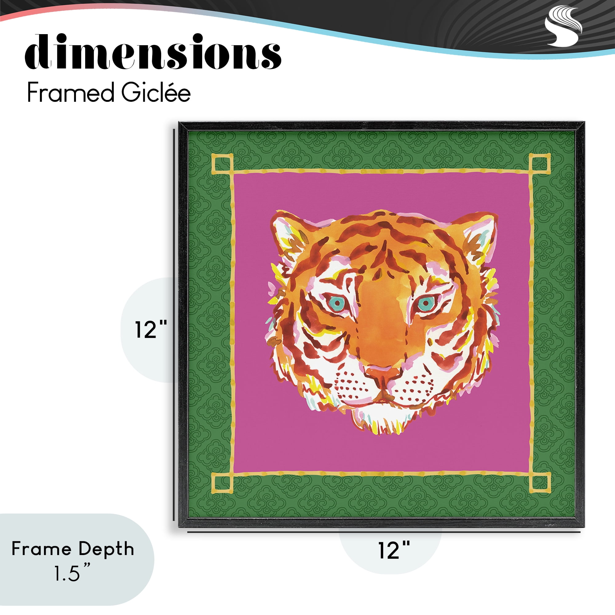 Stupell Industries Bordered Exotic Tiger Portrait Black Framed Giclee Art, design by Karolina Sato
