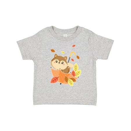 

Inktastic Cute Squirrel Playing in Umbrella with Autumn Leaves Gift Toddler Boy or Toddler Girl T-Shirt