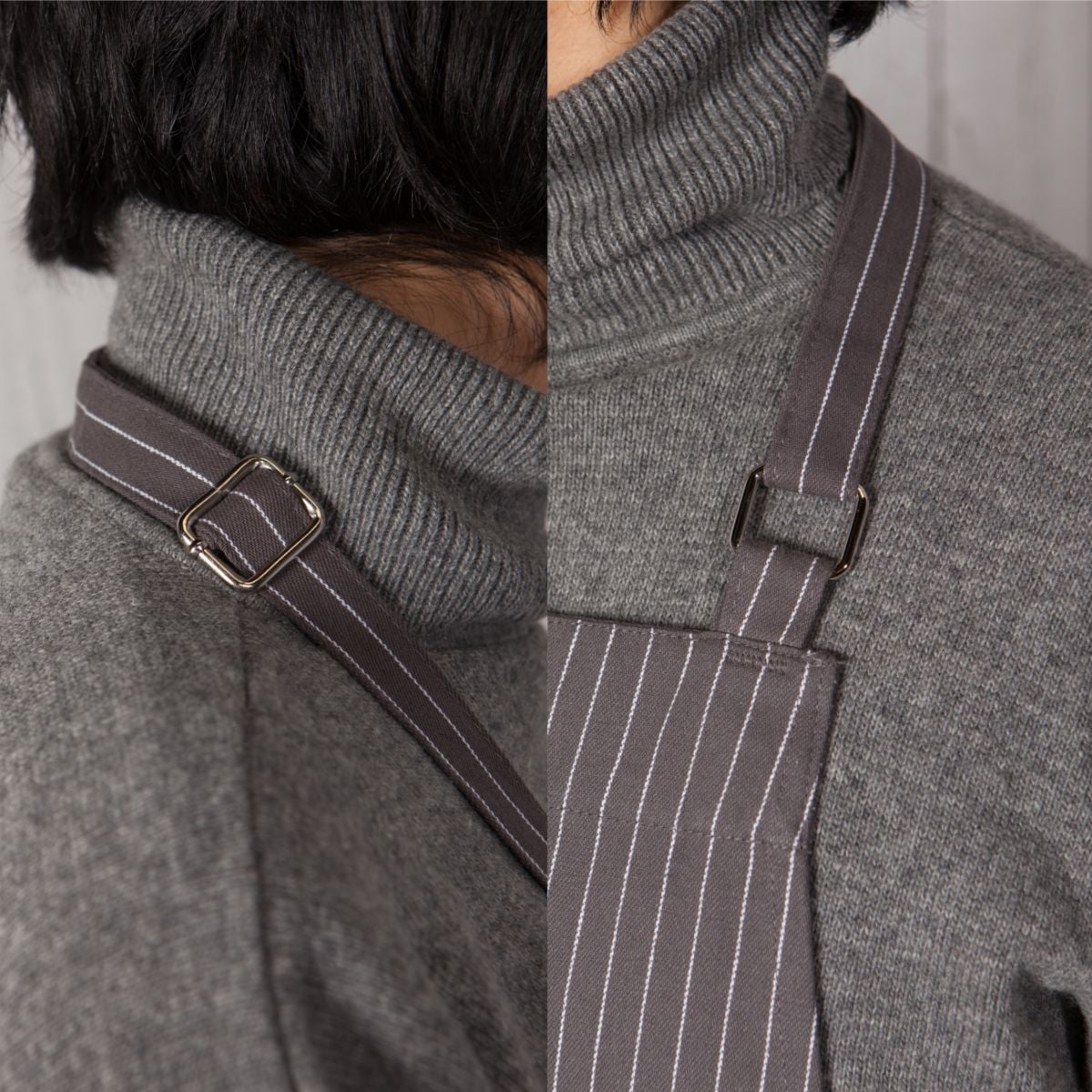 Contemporary Home Living Pinstripes Unisex Adult Kitchen Apron - 32" - Granite Brown