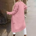 thumbnail image 4 of Womens Long Sleeve Cardigan with Pockets Long Length Open Front Sweater Casual Solid Color Loose Knit Coats (Pink 2XL), 4 of 6