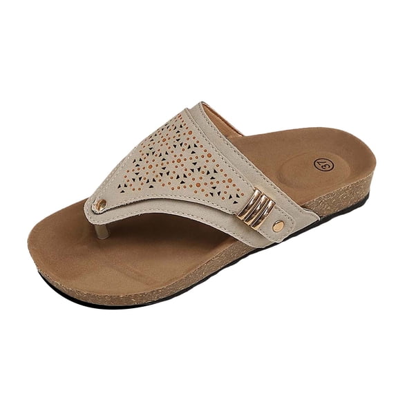 CAIXIA Sandals Women Women's Summer Platform Slide Sandals Comfortable Casual Outdoor Beach Flip Flops On Slippers with Heel,Khaki