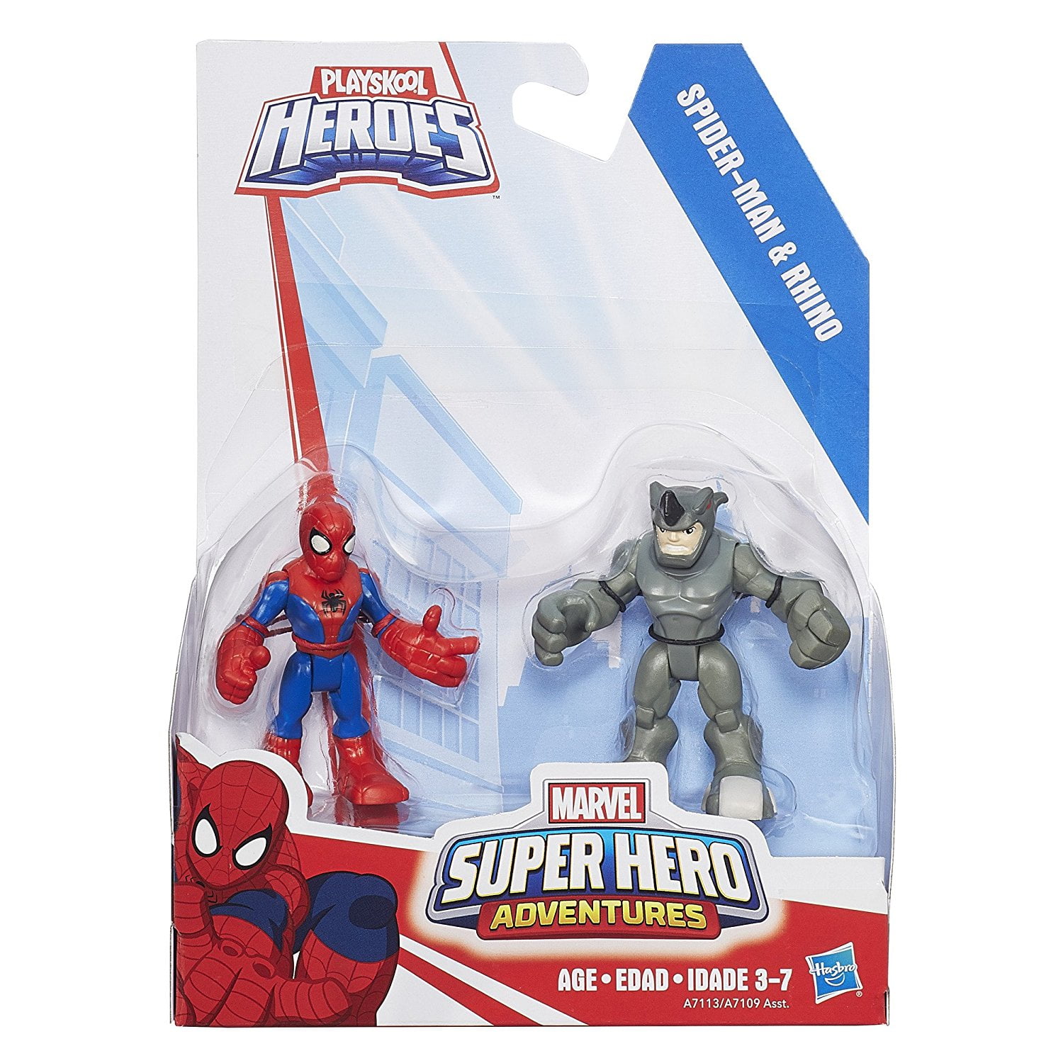 Playskool Marvel Super Hero  Rhino With Shield Adventures Heroes Spider Bot Toys 