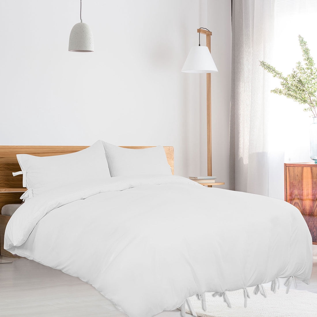 Unique Bargains 3-Pack Bow Tie Duvet Cover Bedding Set King White