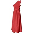 thumbnail image 5 of Siilsaa Women's Summer One Shoulder Ruffle Dress 2024 Sleeveless Empire Waist Boho Flowy Maxi Dresses Red,M, 5 of 5