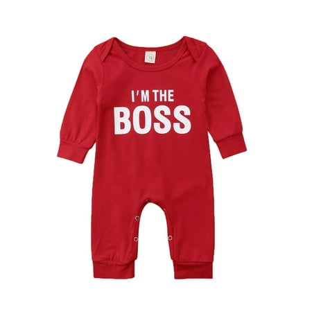 

Baby Girls Long Sleeve Romper Round Collar Letter Print Warm Jumpsuit One-Piece
