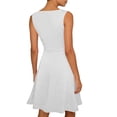 thumbnail image 4 of Womens Summer Solid Mini Dresses Wrap V Neck Dress Fashion Casual Going Out A-Line Sleeveless Sundress, 4 of 5