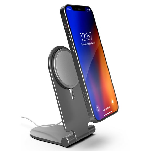 Encased Stand for MagSafe Charger, Adjustable Phone Holder Compatible with MagSafe Charging Accessories for iPhone 12 / Pro / Mini / Max (Charger Not Included) Aluminum Gray