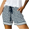thumbnail image 2 of Ichuanyi Womens Comfy Drawstring Splice Casual Elastic Waist Pocketed Loose Shorts Pants, 2 of 4