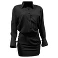 thumbnail image 4 of QHFBli Women Dressy Casual 2 Piece Outfits Striped Long Sleeve Button Down Shirt and Mini Skirt Matching Set, 4 of 5