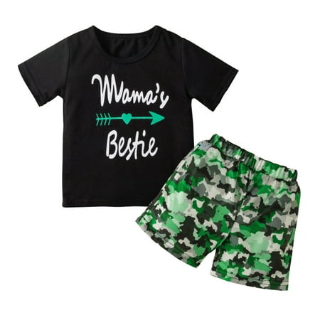 

Esho Toddler Boys Short Sleeve Top + Shorts Pants Baby Boy Casual Summer Beach Clothes Set 2 Pieces 9M-4T