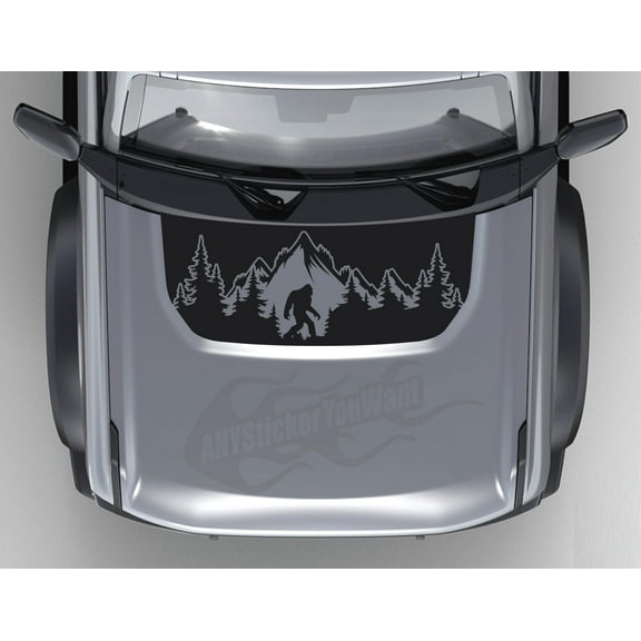 AnyStickerYouWant - American Flag Blackout Bigfoot Hood Decal Sticker Fits and Compatible with Ford Bronco