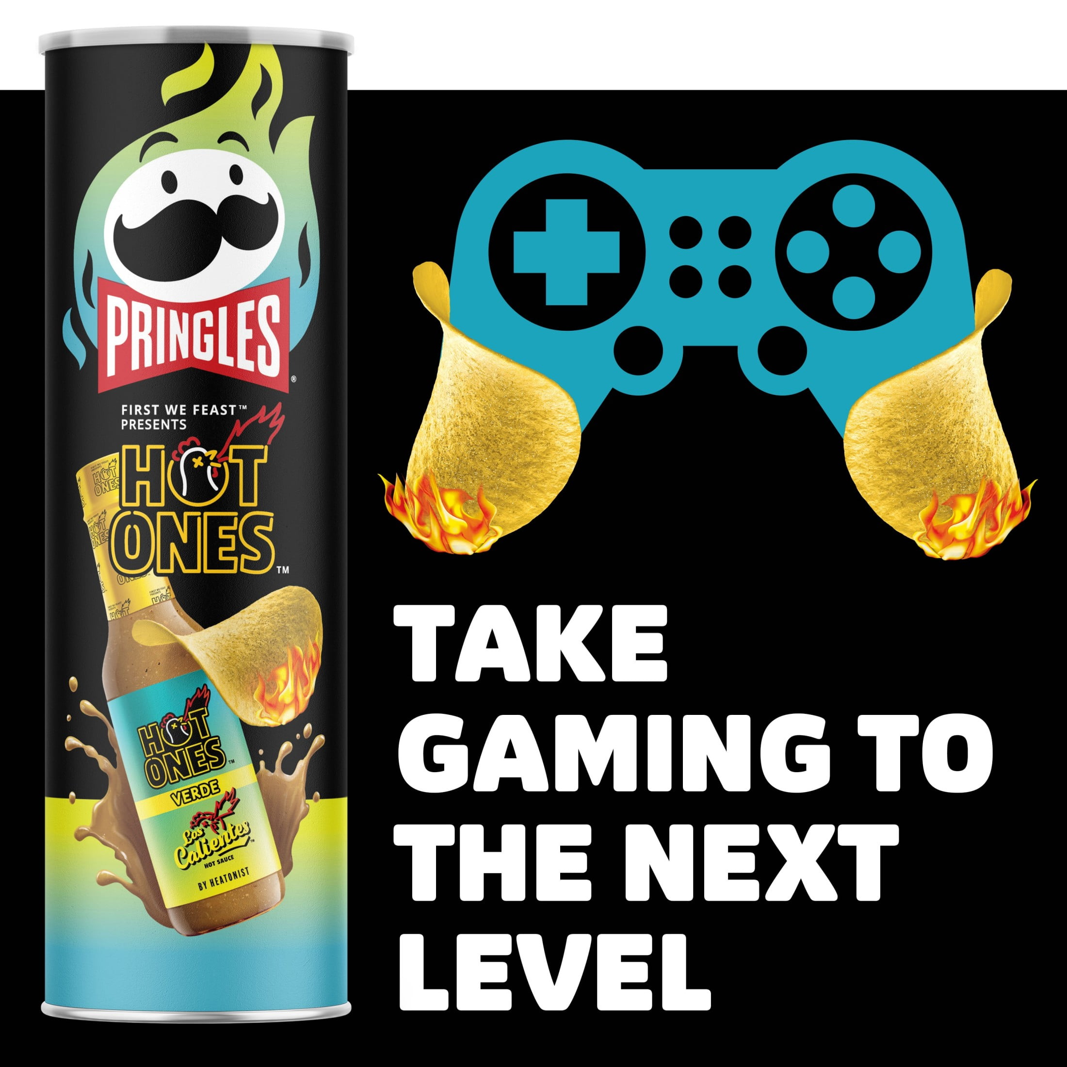 (14 pack) Pringles Hot Ones Verde Potato Crisps Chips, Spicy Snacks, 5.5 oz