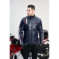 thumbnail image 7 of Men's Racing Apparel Contrast Color Coat Stand Collar PU Leather Jacket, 7 of 7