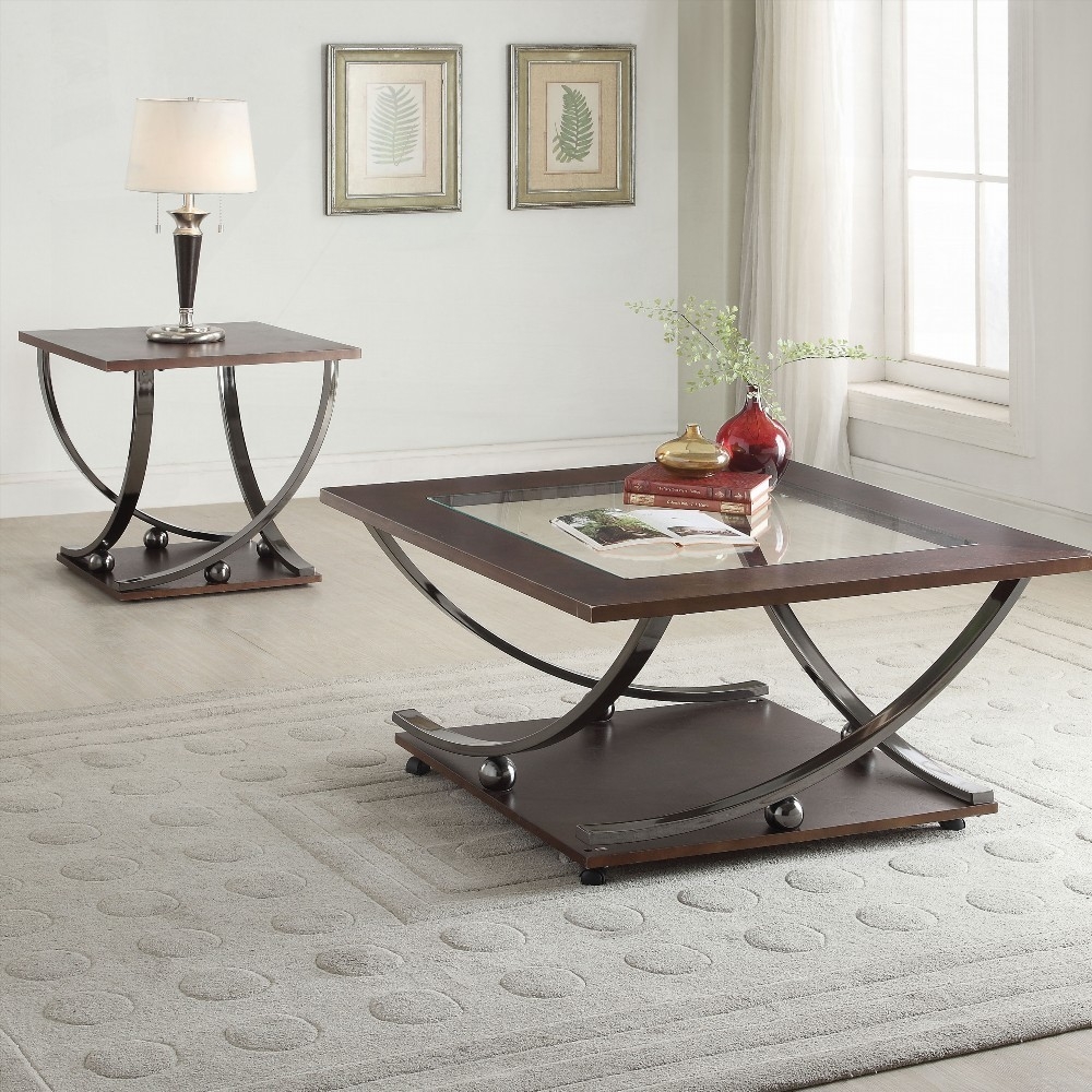 Black Nickel End Table with Bottom Shelf - Compact & Stylish Furniture for Any Space