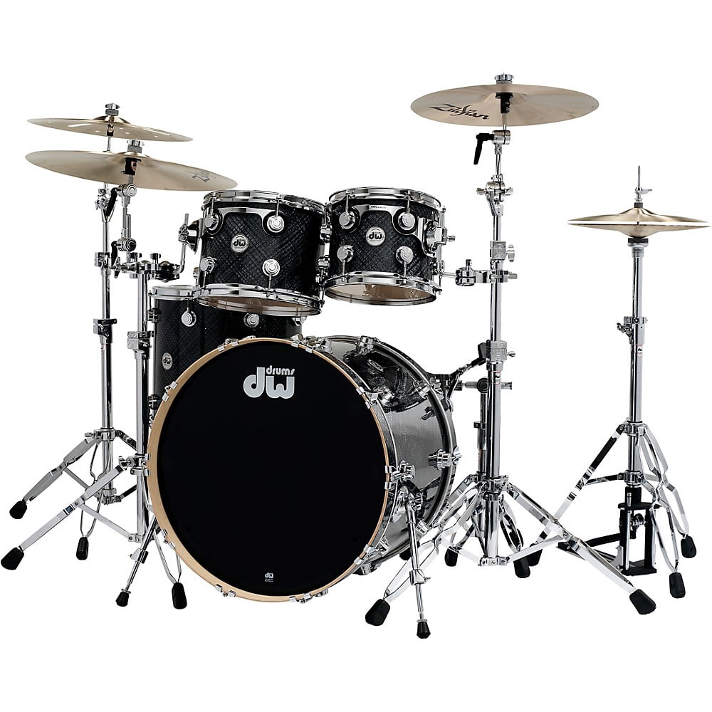 DW SSC Collectors Series 4-Piece Finish Ply Shell Pack With 22" Bass Drum Grey Crystal Chrome Hardware