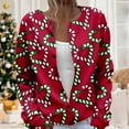 thumbnail image 2 of Christmas Cardigan Sweaters for Women Plus Size Long Sleeve Button Down Lightweight Knit Sweater Jacket Winter Xmas Open Front Holiday Christmas Sweater Red L, 2 of 5