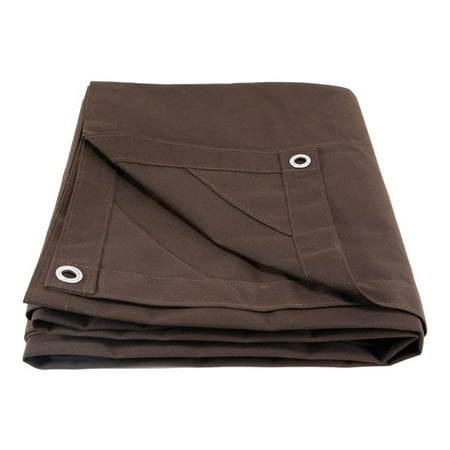 12 x 20 Dark Brown Canvas Tarp 12oz - Water Resistant & Breathable - Heavy Duty Tarps - Multipurpose Tarpaulin Cover for Camping Tent