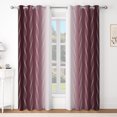 thumbnail image 6 of Ombre Burgundy Wave Blackout Curtains,2 Panels,63 Inch Length,Grommet Top,Thermal Insulated Window Drapes for Bedroom Living Room, 6 of 6
