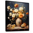 thumbnail image 2 of Designart "Ornate Vase Filled With Yellow Zinnias" Zinnias Floater Framed Wall Art Prints, 2 of 5