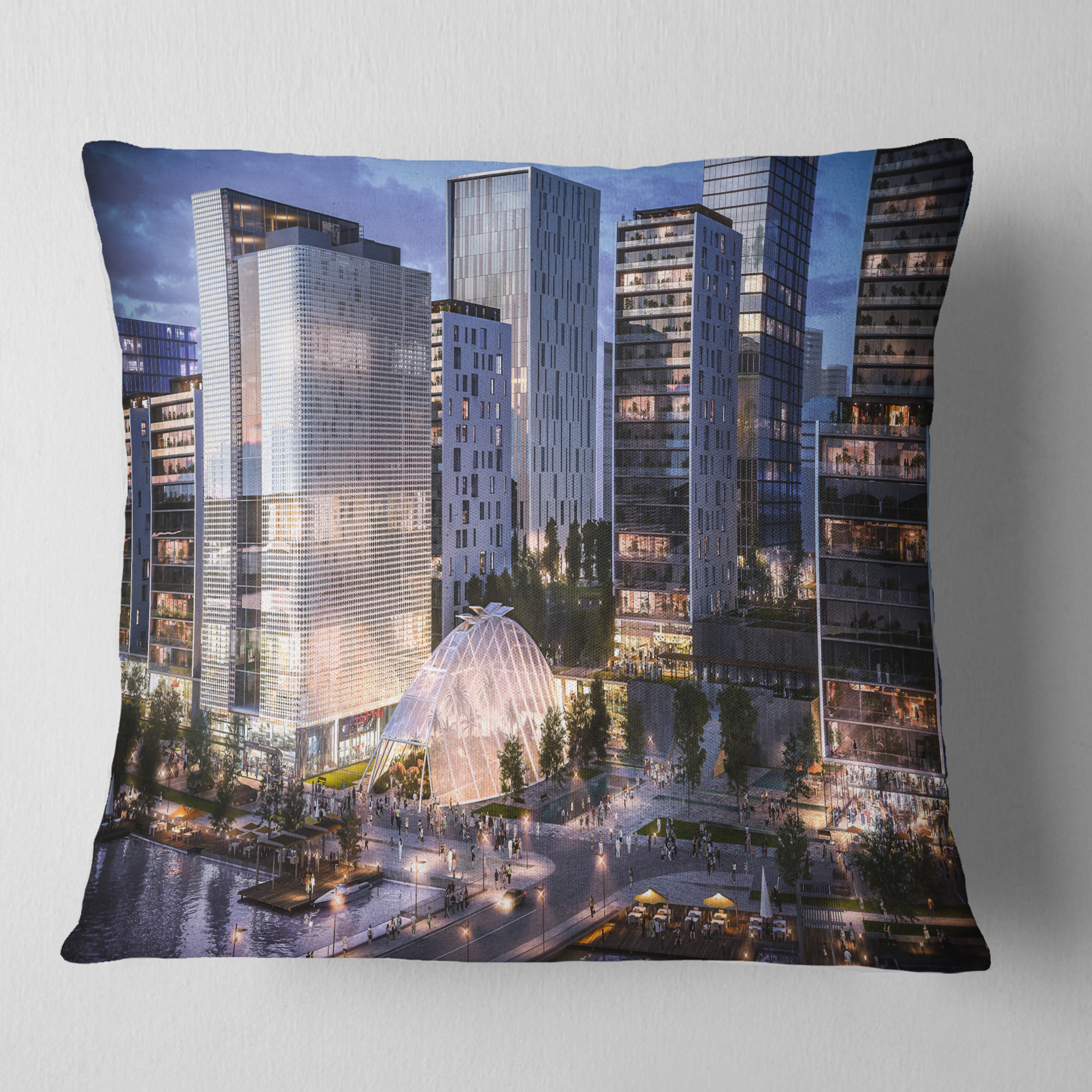 Designart Residential Complex Close up - Cityscape Photo Throw Pillow - 16x16