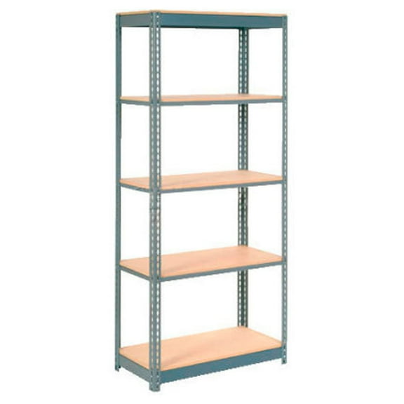 Global Industrial B2297640 Heavy Duty Shelving with 5 Shelves & Wood Deck - Gray - 36 x 24 x 96 in.