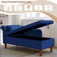 thumbnail image 5 of LEHZROAJ Velvet Chaise Lounge Indoor with Storage, Tufted Lounger Chair with Support Pillow, Long Sleeper Sofa for Bedroom, Living Room, Blue, 5 of 11