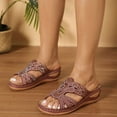 thumbnail image 2 of Nrmvnmi Women's Wedge Slipper Open Toe Summer Bohemian Shoes Rhinestone Platform Plus Size Casual Roman Trendy Sandals Slip-On Mom Shoes Red Mothers Day Gifts, 2 of 9