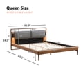 thumbnail image 2 of Queen Size Bed Frame,Platform Queen Bed Frame with PU Leather Headboard and 2 Night Lights for Bedroom,Solid Wood Slats Support,85.5"x66.9"x34.5",Brown, 2 of 7