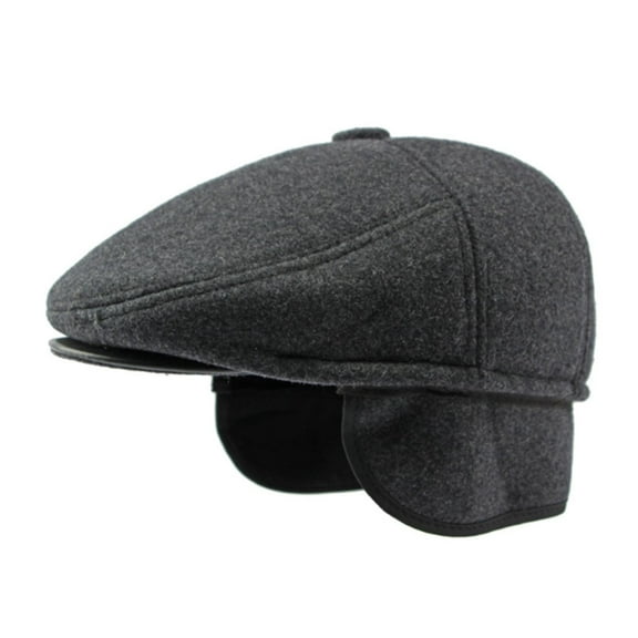 Men's Fall And Winter Ear Warm Tongue Cap British Retro Beret Forward Cap French Female Hats Hat for Men Leather Stretch French Small Winter Hat French Artist Hat French Artist Barrette Hats Women