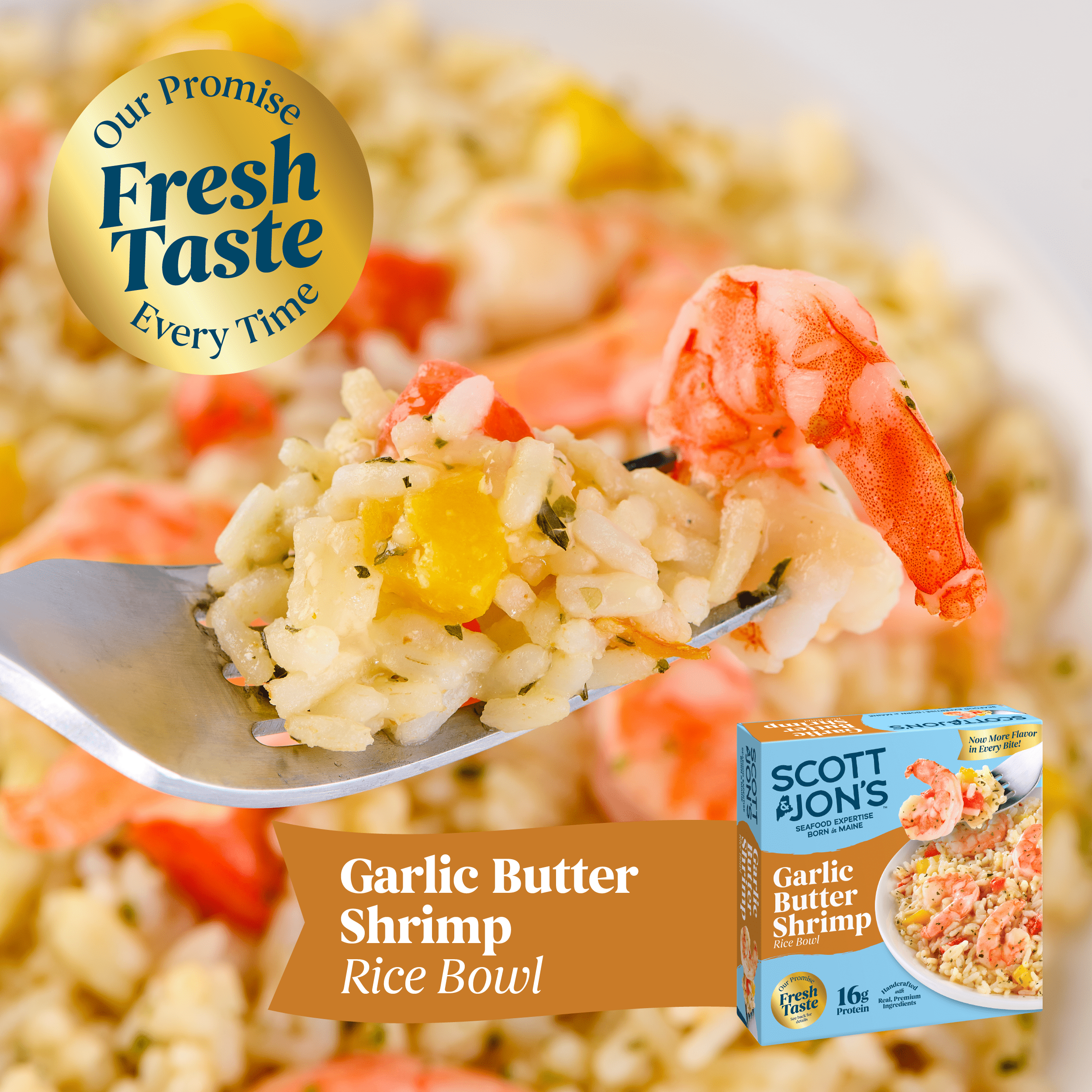 Scott & Jon’s Frozen Meals, Garlic Butter Shrimp Rice Bowl, Microwave Meals, Frozen Dinner for One, 9.6 oz
